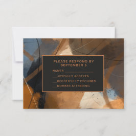 Abstract Terracotta RSVP Card Wedding Unique Kaartje