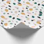 Abstract Terrazzo Green Oranje roze Black Pattern Cadeaupapier (Hoek)