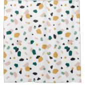Abstract Terrazzo Green Oranje roze Black Pattern Douchegordijn (Voorkant)