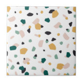 Abstract Terrazzo Green Oranje roze Black Pattern Tegeltje (Voorkant)