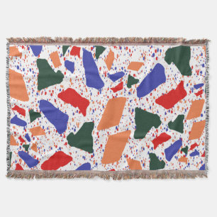 Abstract Terrazzo Handgetekend Kleurrijk Patroon  Deken