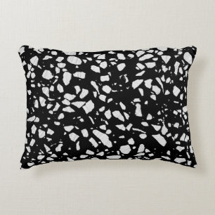 Abstract Terrazzo Mosaic Black en White Pattern Accent Kussen