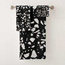 Abstract Terrazzo Mosaic Black en White Pattern