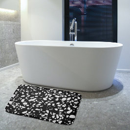 Abstract Terrazzo Mosaic Black en White Pattern Badmat