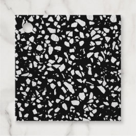 Abstract Terrazzo Mosaic Black en White Pattern Bedankjes Labels
