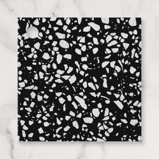 Abstract Terrazzo Mosaic Black en White Pattern Bedankjes Labels (Voorkant)