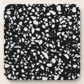 Abstract Terrazzo Mosaic Black en White Pattern Bier Onderzetter (Voorkant)