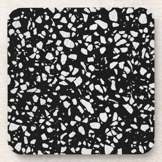Abstract Terrazzo Mosaic Black en White Pattern Bier Onderzetter (Voorkant)