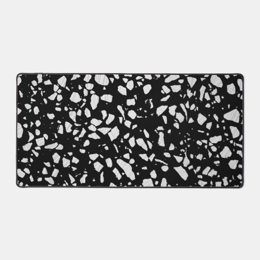Abstract Terrazzo Mosaic Black en White Pattern Bureaumat (Voorkant)