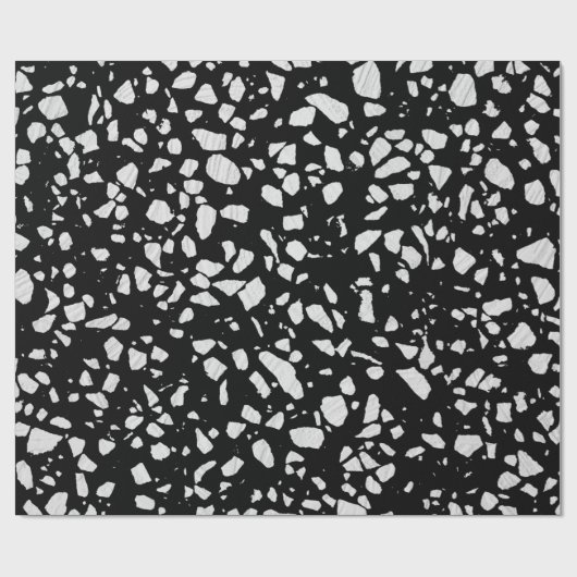Abstract Terrazzo Mosaic Black en White Pattern Cadeaupapier (Vlak)