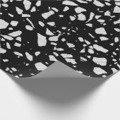 Abstract Terrazzo Mosaic Black en White Pattern Cadeaupapier (Hoek)