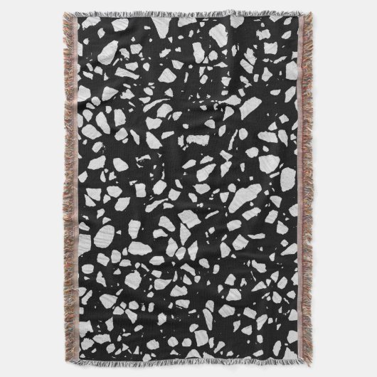 Abstract Terrazzo Mosaic Black en White Pattern Deken (Voorkant Verticaal)