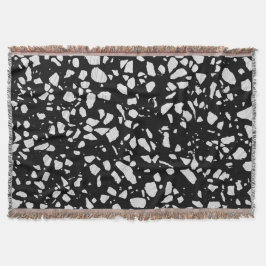 Abstract Terrazzo Mosaic Black en White Pattern Deken