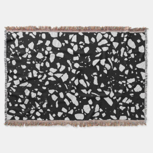 Abstract Terrazzo Mosaic Black en White Pattern Deken
