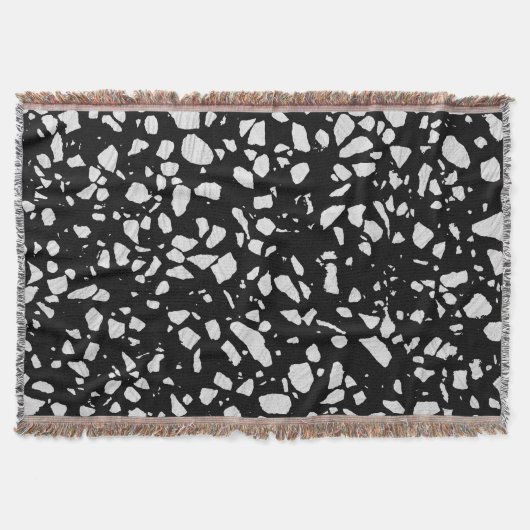 Abstract Terrazzo Mosaic Black en White Pattern Deken (Voorkant)
