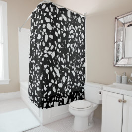 Abstract Terrazzo Mosaic Black en White Pattern Douchegordijn
