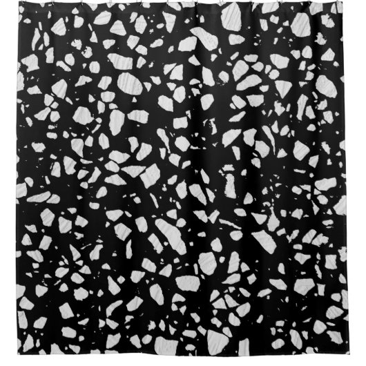 Abstract Terrazzo Mosaic Black en White Pattern Douchegordijn (Voorkant)