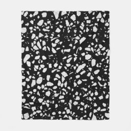 Abstract Terrazzo Mosaic Black en White Pattern Fleece Deken