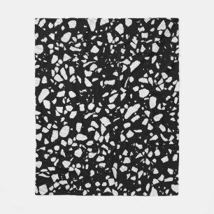 Abstract Terrazzo Mosaic Black en White Pattern Fleece Deken