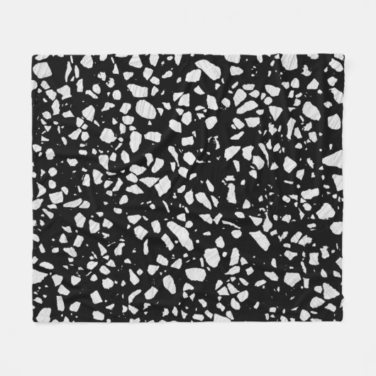 Abstract Terrazzo Mosaic Black en White Pattern Fleece Deken (Voorkant (Horizontaal))
