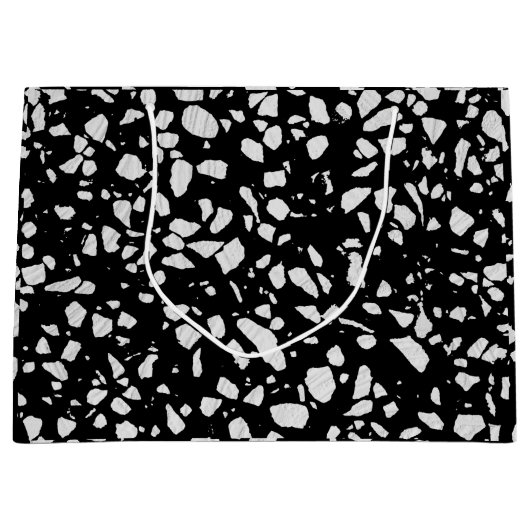 Abstract Terrazzo Mosaic Black en White Pattern Groot Cadeauzakje (Voorkant)