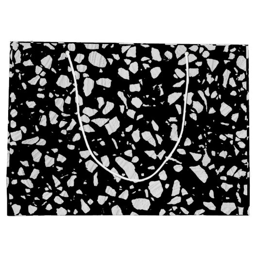 Abstract Terrazzo Mosaic Black en White Pattern Groot Cadeauzakje (Achterkant)