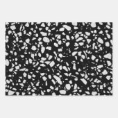 Abstract Terrazzo Mosaic Black en White Pattern Inpakpapier Vel (Voorkant 2)