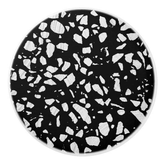 Abstract Terrazzo Mosaic Black en White Pattern Keramische Knop (Voorkant)