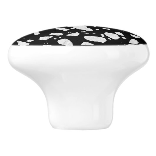 Abstract Terrazzo Mosaic Black en White Pattern Keramische Knop (Zijkant)