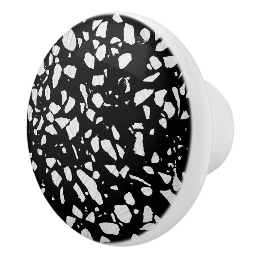 Abstract Terrazzo Mosaic Black en White Pattern Keramische Knop (Rechts)