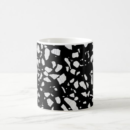 Abstract Terrazzo Mosaic Black en White Pattern Koffiemok (Center)