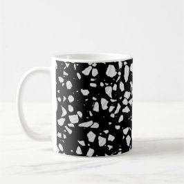 Abstract Terrazzo Mosaic Black en White Pattern Koffiemok