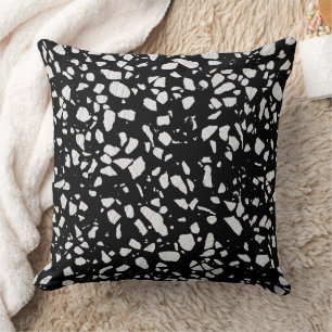 Abstract Terrazzo Mosaic Black en White Pattern Kussen