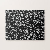 Abstract Terrazzo Mosaic Black en White Pattern Legpuzzel (Horizontaal)