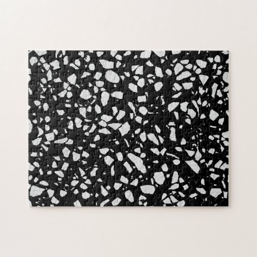 Abstract Terrazzo Mosaic Black en White Pattern Legpuzzel (Horizontaal)