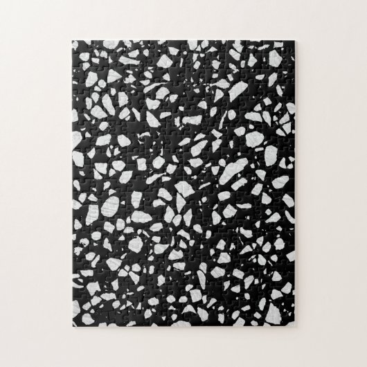 Abstract Terrazzo Mosaic Black en White Pattern Legpuzzel (Verticaal)