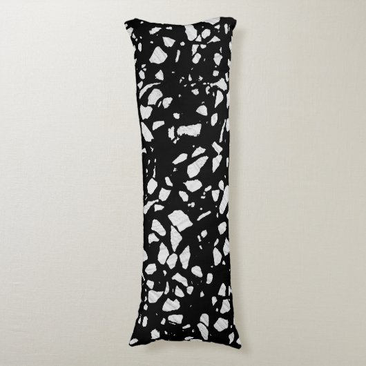 Abstract Terrazzo Mosaic Black en White Pattern Lichaamskussen (Voorkant Verticaal)