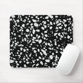 Abstract Terrazzo Mosaic Black en White Pattern Muismat