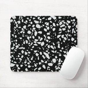 Abstract Terrazzo Mosaic Black en White Pattern Muismat