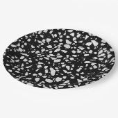 Abstract Terrazzo Mosaic Black en White Pattern Papieren Bordje (Gekanteld)