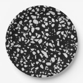 Abstract Terrazzo Mosaic Black en White Pattern Papieren Bordje (Voorkant)