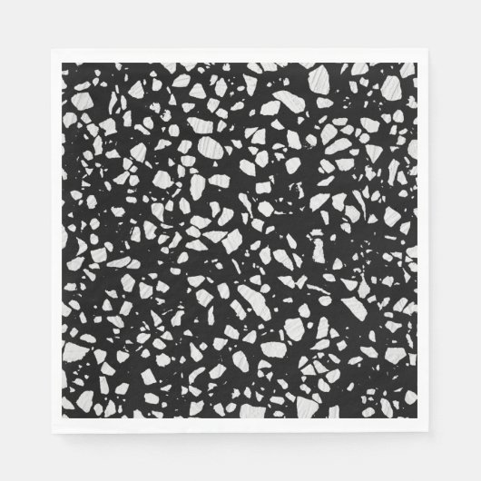 Abstract Terrazzo Mosaic Black en White Pattern Servet (Voorkant)