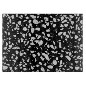 Abstract Terrazzo Mosaic Black en White Pattern Snijplank (Voorkant)