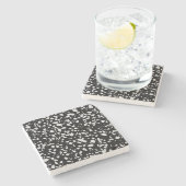 Abstract Terrazzo Mosaic Black en White Pattern Stenen Onderzetter (Zijkant)