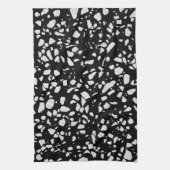 Abstract Terrazzo Mosaic Black en White Pattern Theedoek (Verticaal)