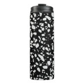 Abstract Terrazzo Mosaic Black en White Pattern Thermosbeker (Voorkant)