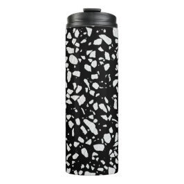Abstract Terrazzo Mosaic Black en White Pattern Thermosbeker