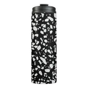 Abstract Terrazzo Mosaic Black en White Pattern Thermosbeker