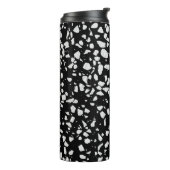 Abstract Terrazzo Mosaic Black en White Pattern Thermosbeker (Gedraaid links)