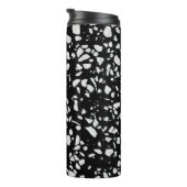 Abstract Terrazzo Mosaic Black en White Pattern Thermosbeker (Geroteerd rechts)